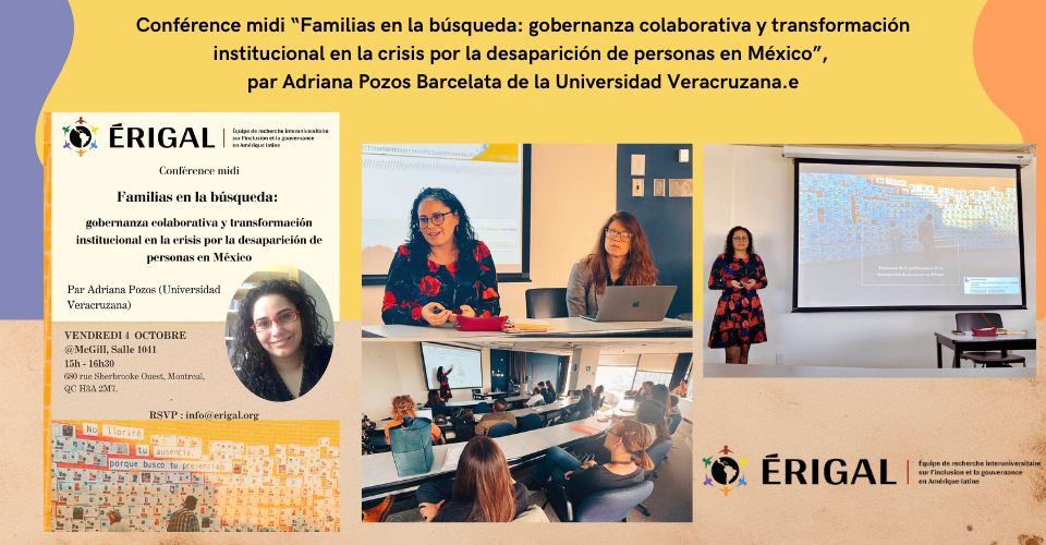 Conférence midi “Familias en la búsqueda: gobernanza colaborativa y transformación institucional en la crisis por la desaparición de personas en México”.